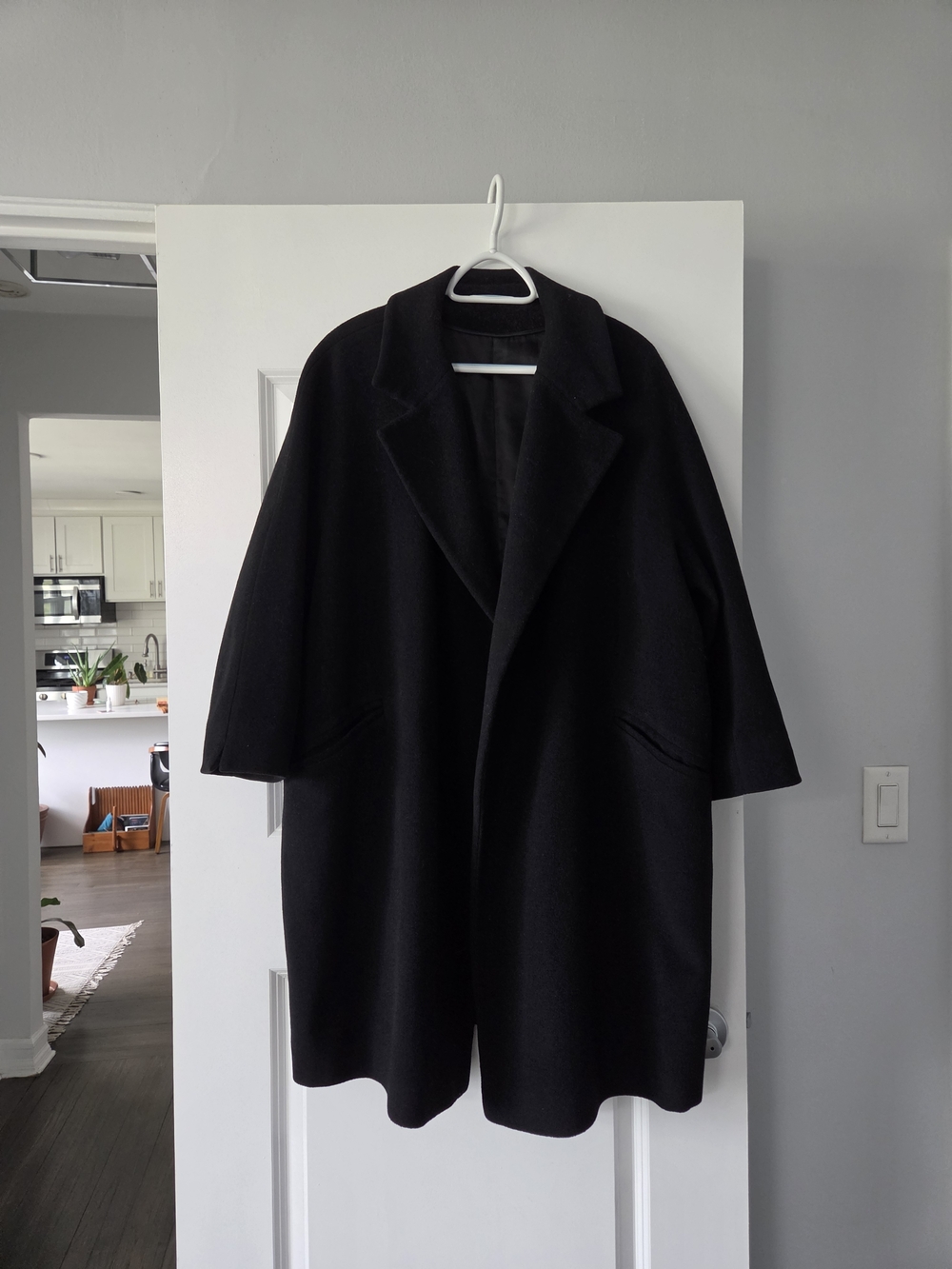 Black Women’s Wool-Blend Overcoat